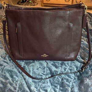 Coach Pebbled Leather Shoulder Bag – Chocolate with Gold Hardware